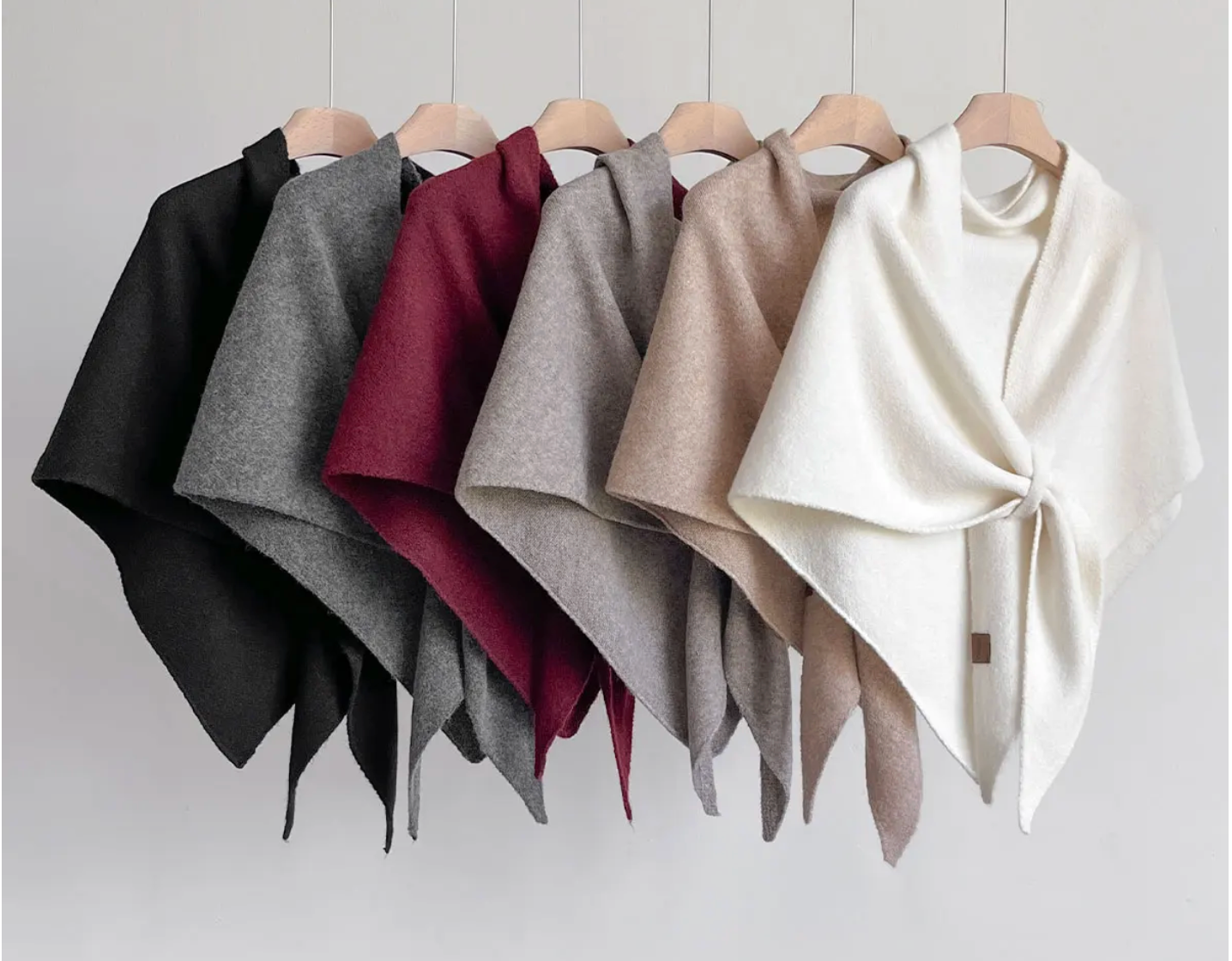 Poncho Cape en Laine Chinée - Écharpe Châle Enveloppant
