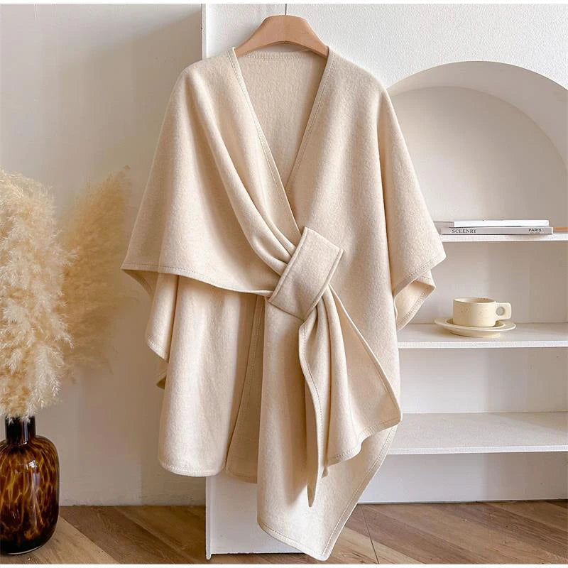 Châle Tricoté Unisexe – Cape Élégante et Chaude en Fausse Laine, Grande Taille