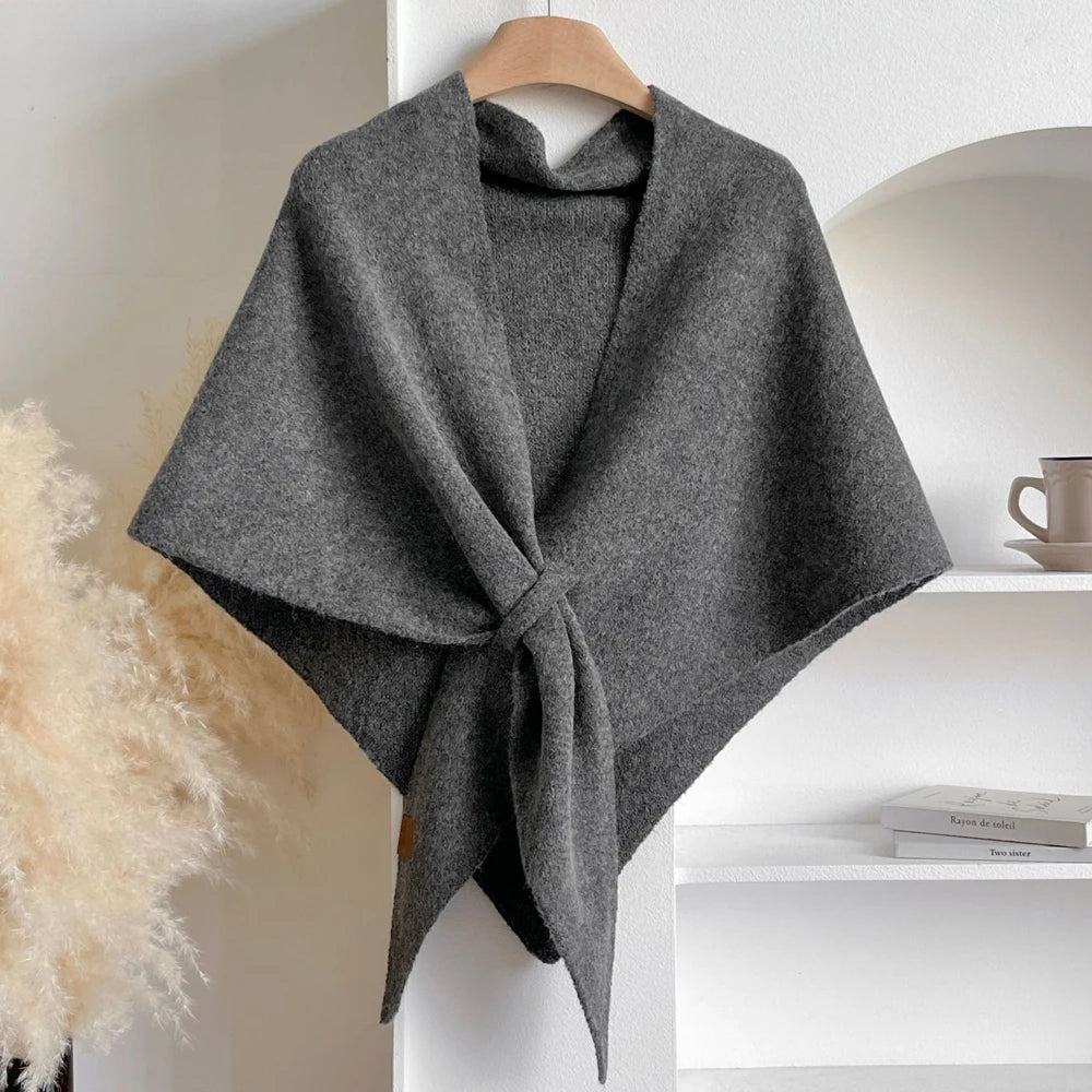 Poncho Cape en Laine Chinée