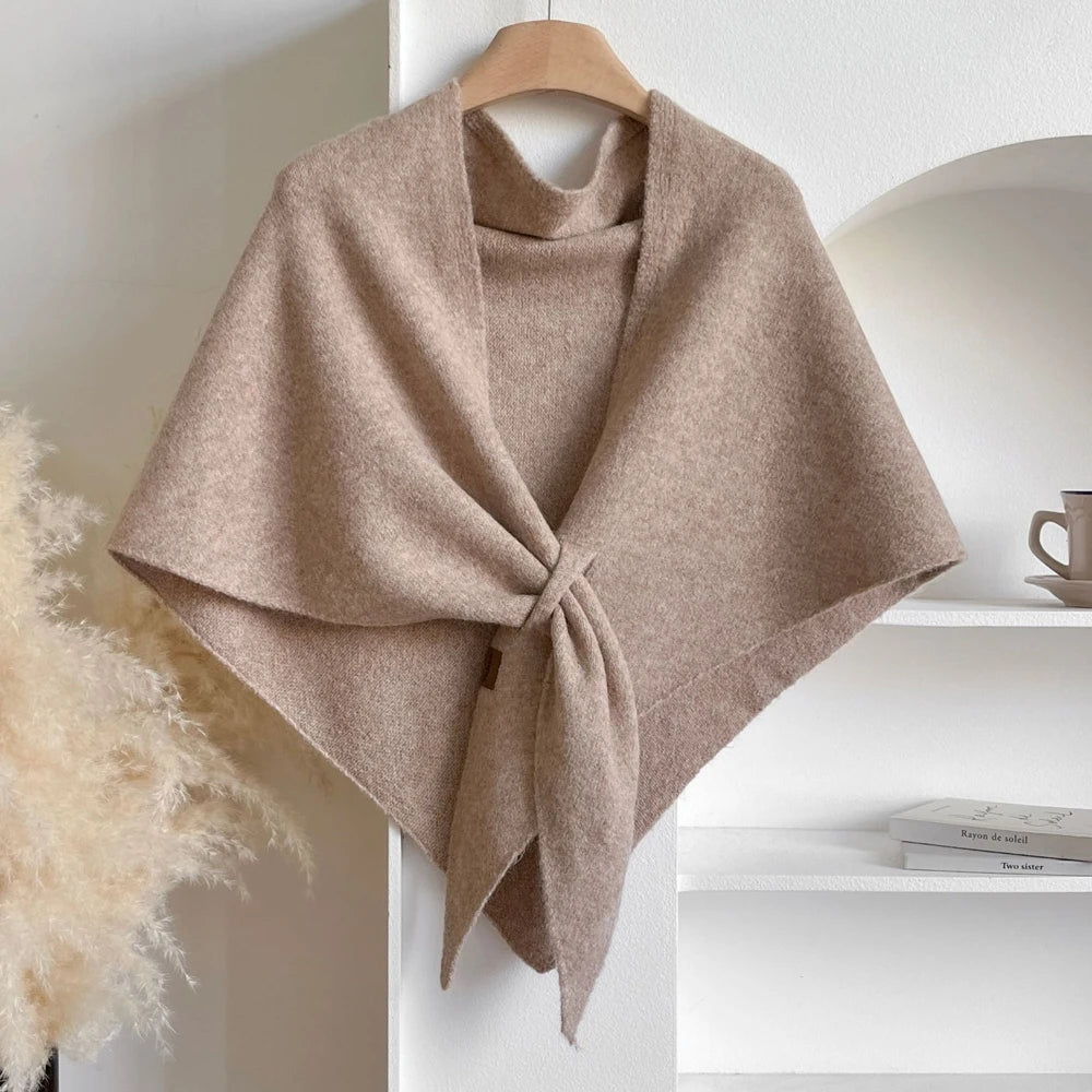 Poncho Cape en Laine Chinée - Écharpe Châle Enveloppant