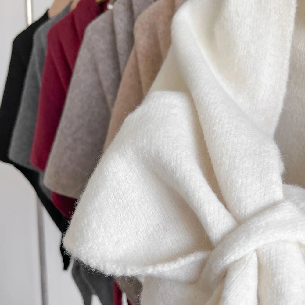 Poncho Cape en Laine Chinée - Écharpe Châle Enveloppant