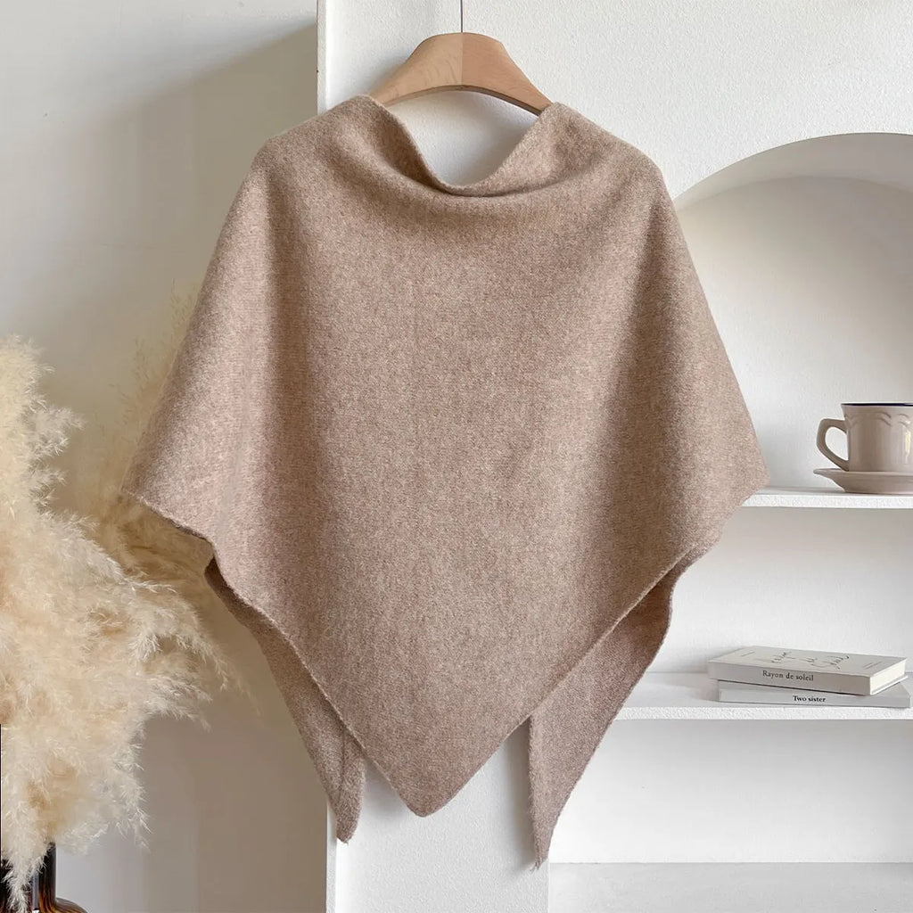 Poncho Cape en Laine Chinée - Écharpe Châle Enveloppant
