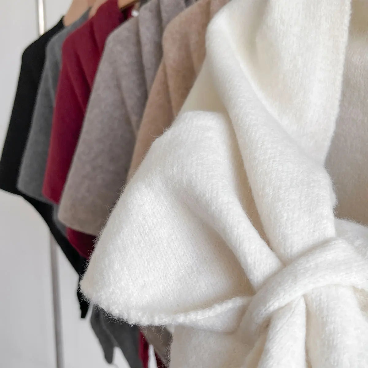 Poncho Cape en Laine Chinée - Écharpe Châle Enveloppant