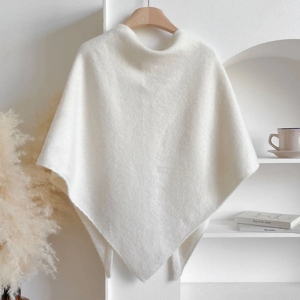 Poncho Cape en Laine Chinée - Écharpe Châle Enveloppant