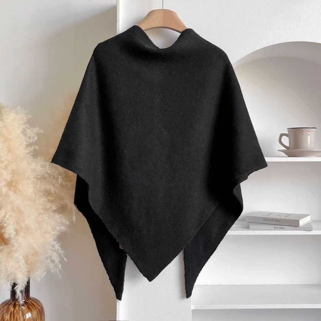 Poncho Cape en Laine Chinée - Écharpe Châle Enveloppant
