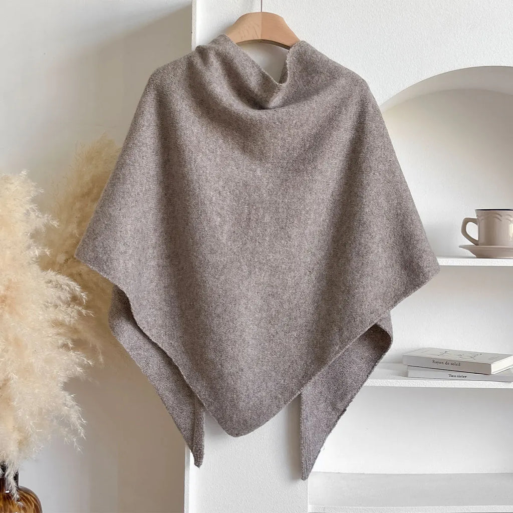 Poncho Cape en Laine Chinée - Écharpe Châle Enveloppant