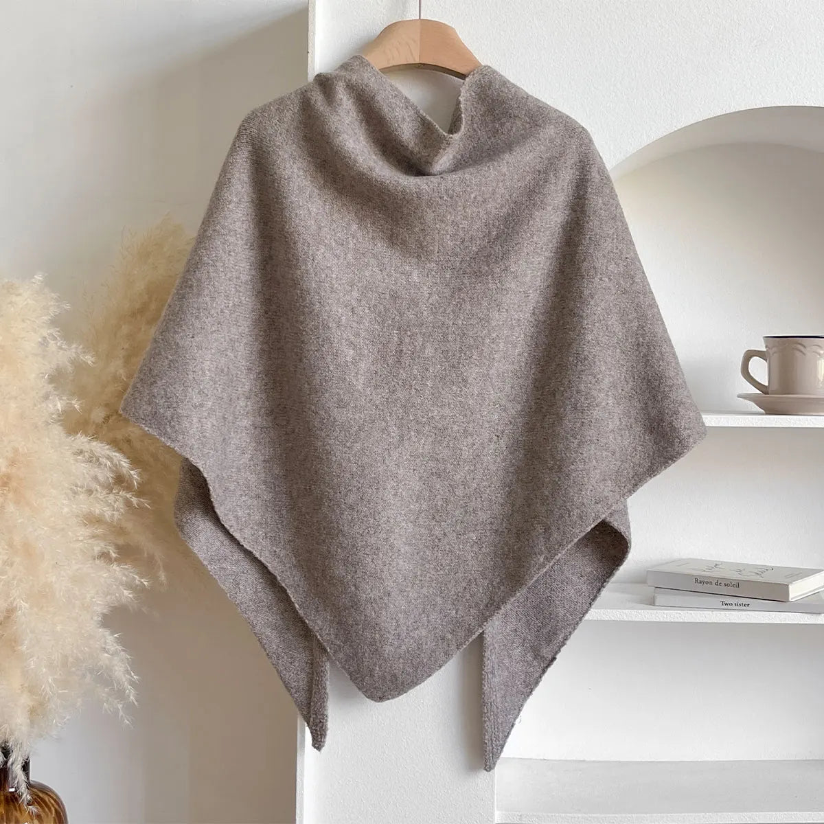 Poncho Cape en Laine Chinée - Écharpe Châle Enveloppant